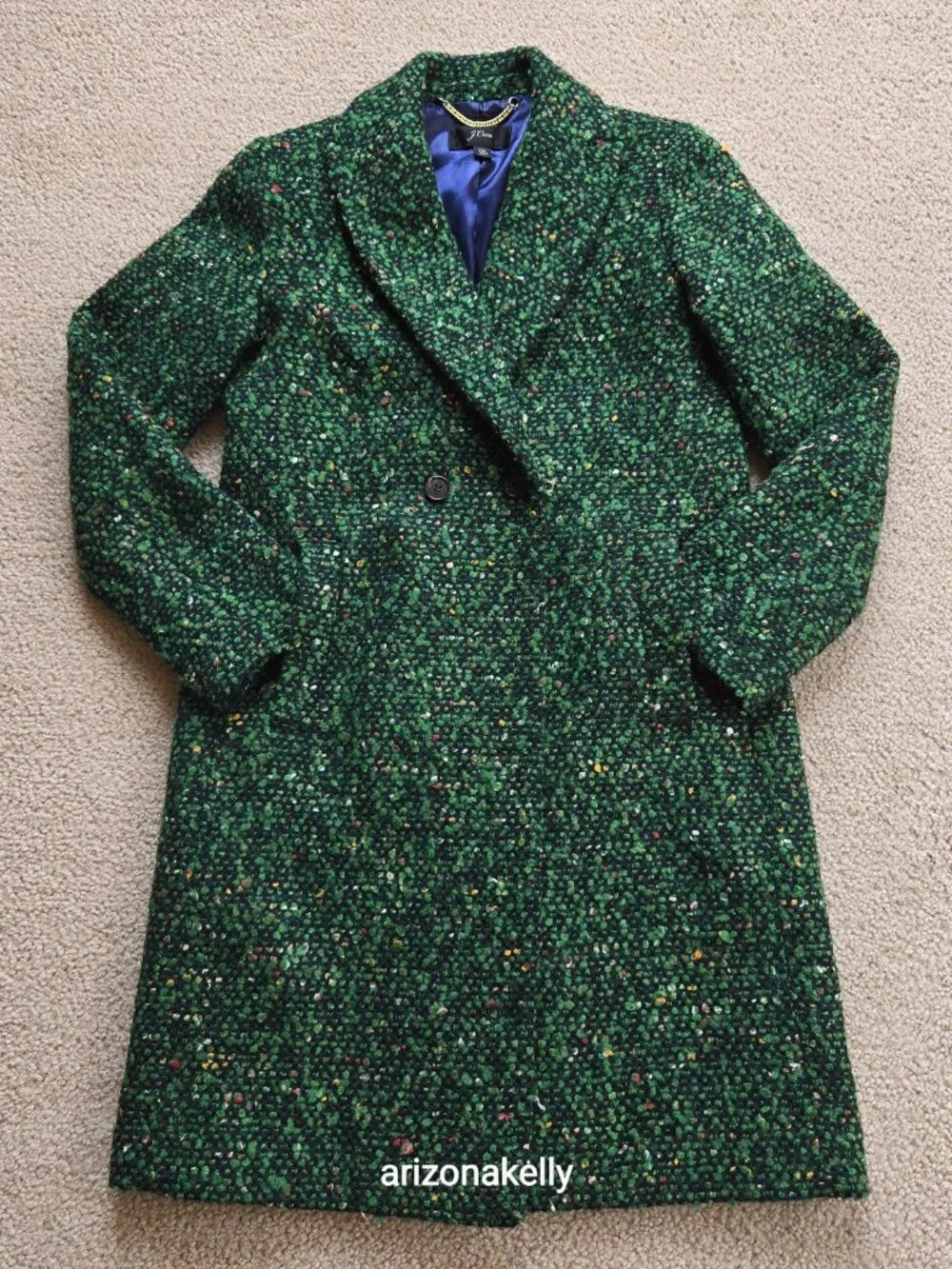 NWOT J. Crew Daphne Topcoat in Italian Tweed *RUNS BIG* Green Wool Blend 00 - Picture 14 of 16